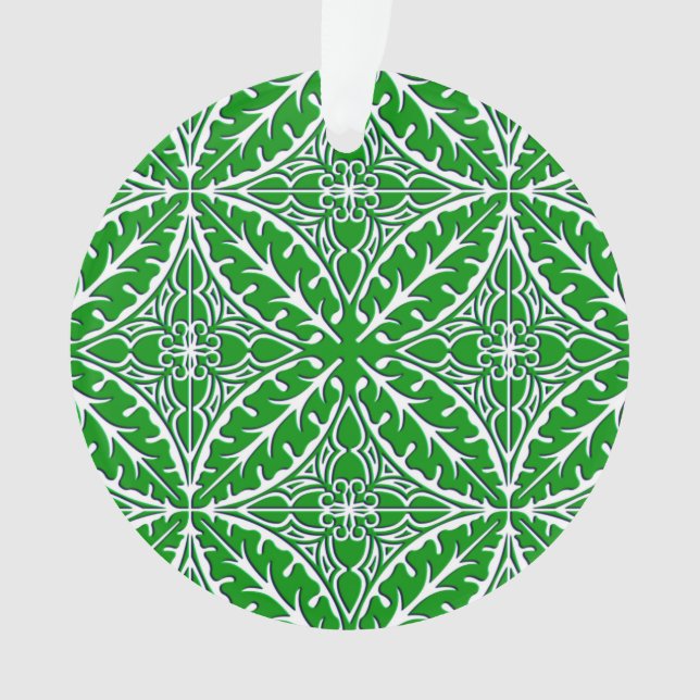 marokkanische Fliesen - smaragdgrün und weiß Ornament (Vorderseite)