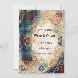 Marokkanische Fliesen-Tartan-Mosaik-Hochzeitseinla Save The Date