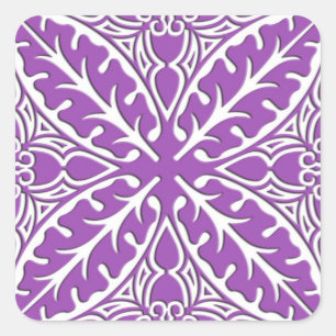 marokkanische Fliesen - violett und weiß Quadratischer Aufkleber