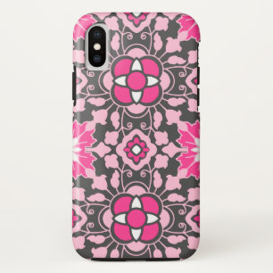 marokkanische florale Fliesen, Fuchsienrosa & Grau Case-Mate iPhone Hülle