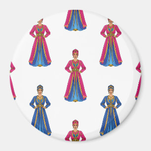 Marokkanische Frau im traditionellen Kleidungsmust Magnet