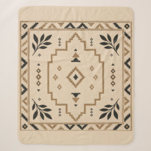 Marokkanische geometrische Boho-Beige-Sherpa-Decke Sherpadecke