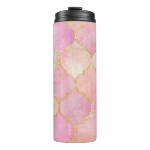 Marokkanische Goldline: Rosa Wasserfarbe Thermosbecher