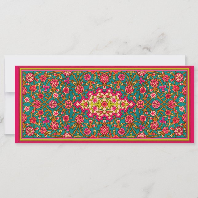 Marokkanische Hochzeitsfeier in Rosa und Aqua Einladung (Vorderseite)