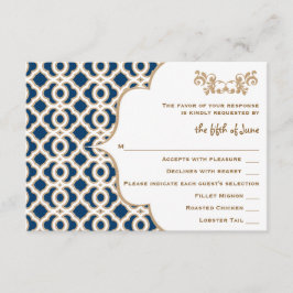marokkanische Hochzeitskarten für Navy Blue und Go RSVP Karte