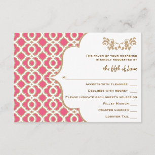 Marokkanische Hochzeitskarten in heißen Rosa und G RSVP Karte