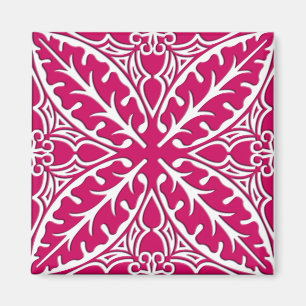 marokkanische Kacheln - magenta und weiß Magnet