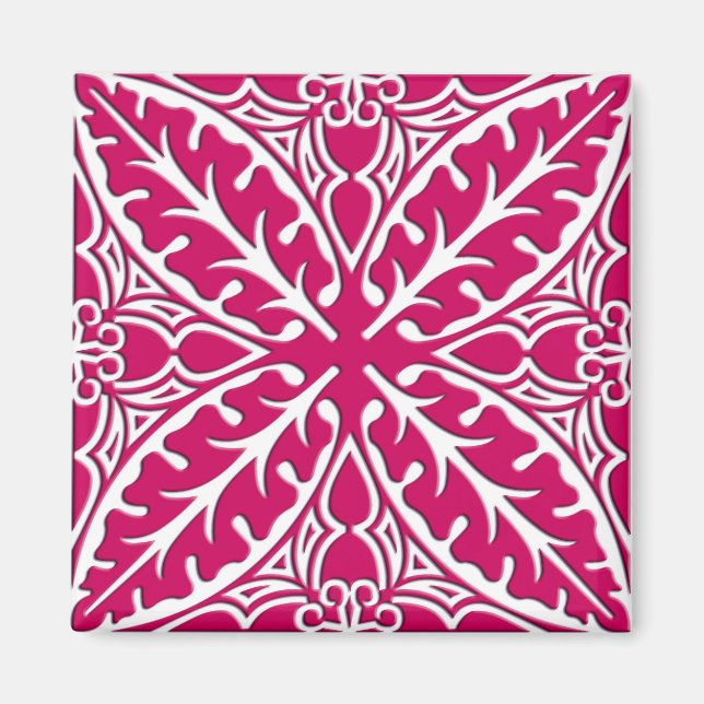 marokkanische Kacheln - magenta und weiß Magnet (Vorne)