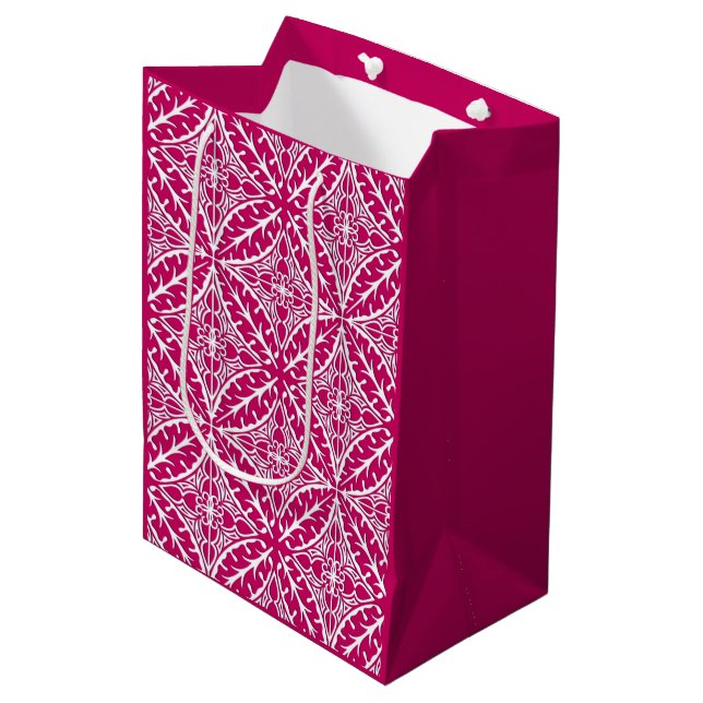 marokkanische Kacheln - magenta und weiß Mittlere Geschenktüte (Vorderseite Schrägansicht)
