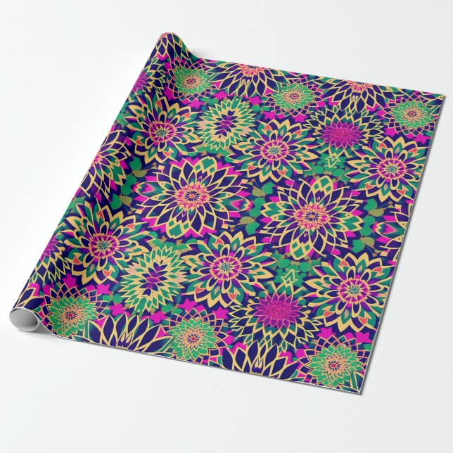 Marokkanische Mosaik boho geometrische Blume Gold  Geschenkpapier (Ungerollt)