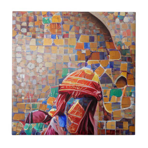 Marokkanische Mosaikkunst mit farbenfroher Urlaubg Fliese