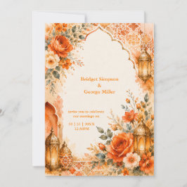 Marokkanische Orientalische Orange Hochzeit Einladung