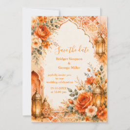 Marokkanische Orientalische Orange Hochzeit Einladung