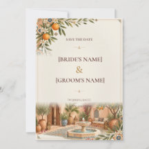 Marokkanische Riad Save-the-Date-Karte | Elfenbein