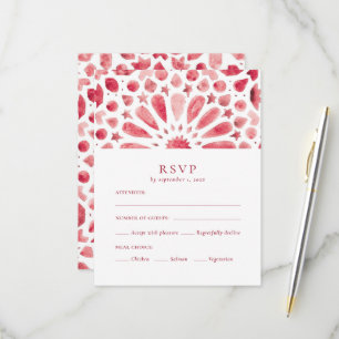 Marokkanische rote geometrische Fliesen-Mahlzeit-A RSVP Karte