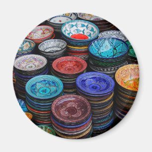 Marokkanische Teller auf dem Markt Magnet