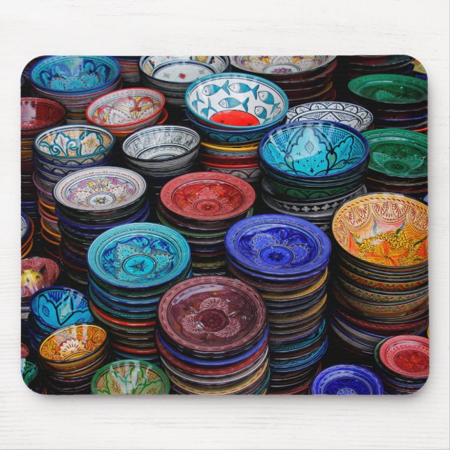 marokkanische Teller auf dem Markt Mousepad (Vorne)