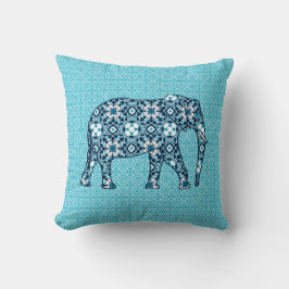 marokkanische Tile Elephant, Kobalt, Marine & Ligh Kissen