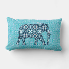 marokkanische Tile Elephant, Kobalt, Marine & Ligh Lendenkissen