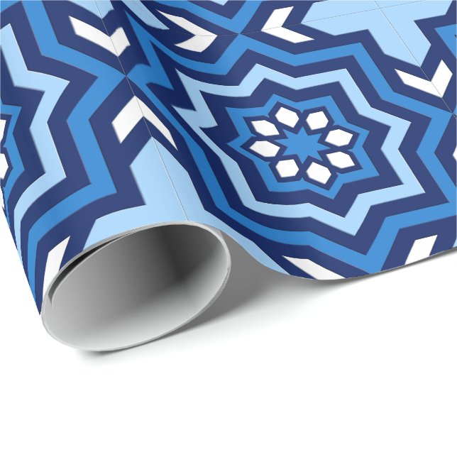 marokkanische Tile, Kobalt, Marine und Light Blue Geschenkpapier (Rolleneckpunkt)