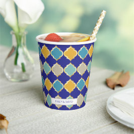 Marokkanische Tile Royal Blue Golden Wedding Pappbecher