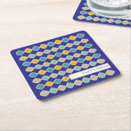 Marokkanische Tile Royal Blue Golden Wedding Rechteckiger Pappuntersetzer