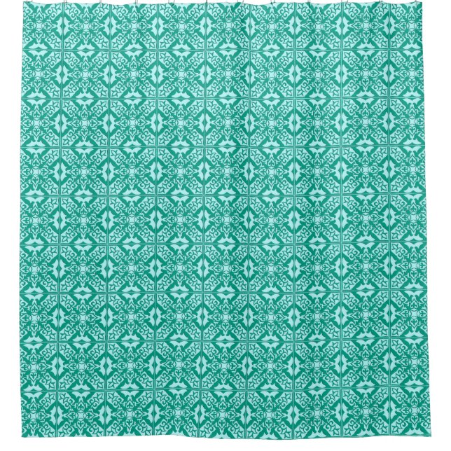 Marokkanische Tile, Türkis und Aqua Duschvorhang (Vorderseite)