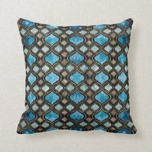 Marokkanische Trellis Blue Crystal Textures Kissen