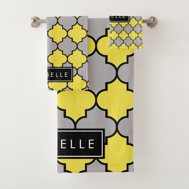 marokkanische Trellis, Latticework, Ihr Name Badhandtuch Set (Insitu)