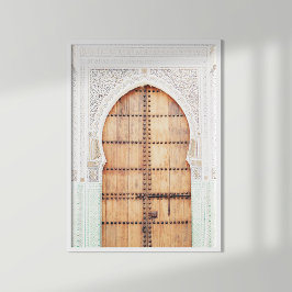 Marokkanische Tür in Weiß und Terracotta Poster