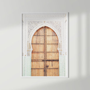 Marokkanische Tür in Weiß und Terracotta Poster