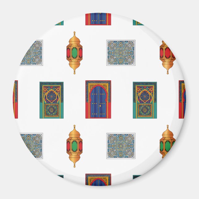 Marokkanische Türen und Lanterns Mosaik Magnet (Vorne)