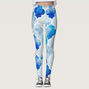 Marokkanische Wasserfarbe: Handgezeichnet Nahtlos Leggings