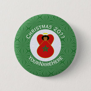 Marokkanische Weihnachts-Engel-Flagge Personalisie Button