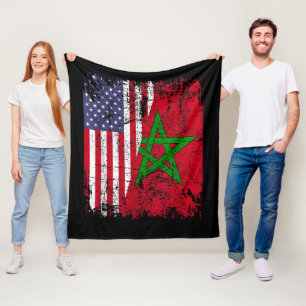 MAROKKANISCHE WURZELN   Halbe amerikanische Flagge Fleecedecke