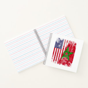 MAROKKANISCHE WURZELN   Halbe amerikanische Flagge Notizbuch