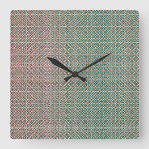 Marokkanische Zellige-Muster verzierte Wanduhr