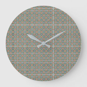Marokkanische Zellige-Muster verzierte Wanduhr