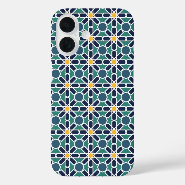 Marokkanische Zellige-Musterkunst (Zelij) iPhone 16 Hülle (Rückseite)