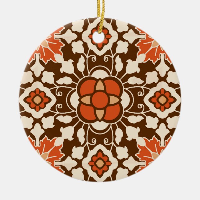 marokkanische Ziegel, braun, rost und beige Keramik Ornament (Vorne)