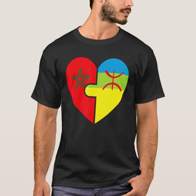 Marokkanischer Amazigh Roots Matching Flag stolz a T-Shirt (Vorderseite)