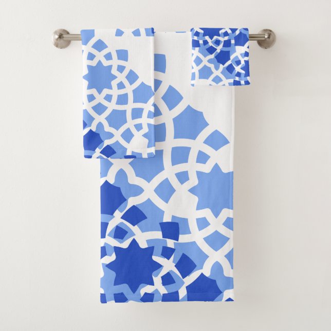 Marokkanischer Fliesenblau Badhandtuch Set (Insitu)