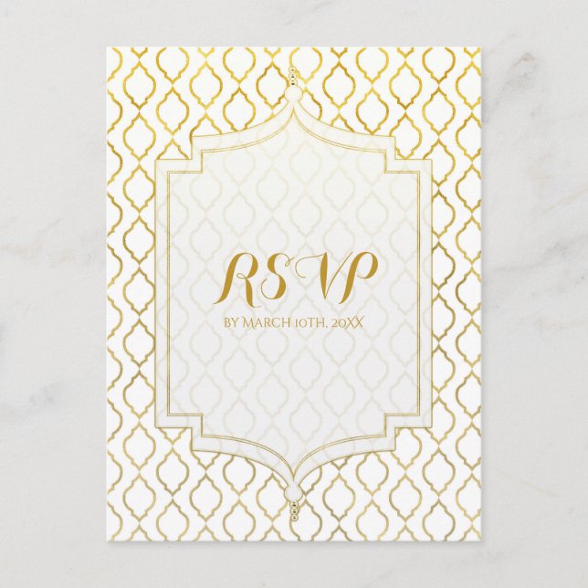 Marokkanischer Glam Wedding RSVP Einladungspostkarte (Vorderseite)