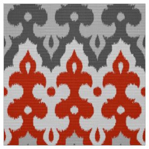 marokkanischer Ikat Damask, Grau und Rot Stoff