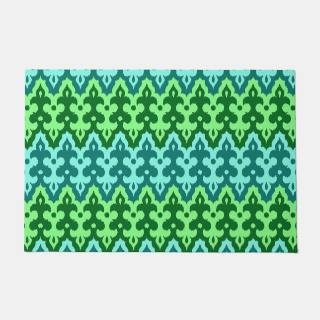 marokkanischer Ikat Damask, Türkis & Jade Green Fußmatte (Vorderseite)