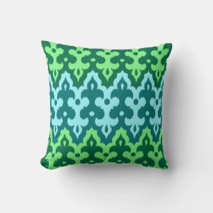 marokkanischer Ikat Damask, Türkis & Jade Green Kissen