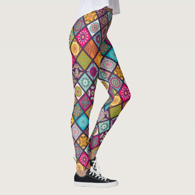 Marokkanischer Mandala mit bunten ethnischen Stile Leggings (Rechts)