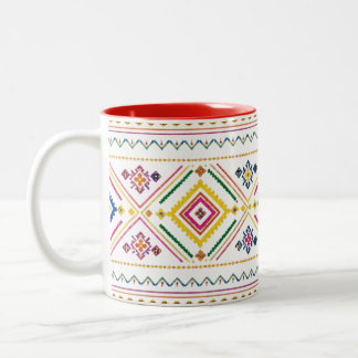 Marokkanischer Muster-Mug | Boho Stammes-Geometrie Zweifarbige Tasse