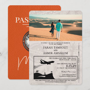 Marokkanischer Orangefarbener Reisepass zur Hochze Einladung