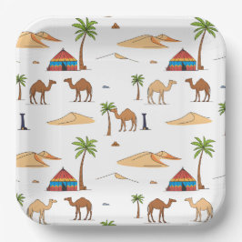 Marokkanischer Sahara-Zeltplatz Pappteller